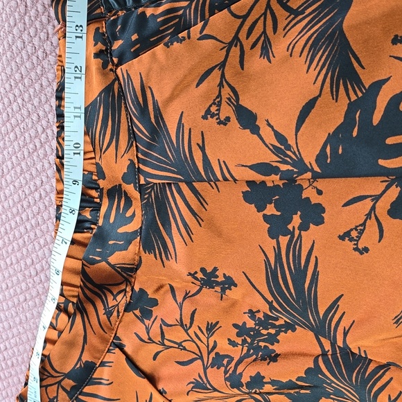 Future Collective Kahlana Barfield Brown Floral Black & Orange Women's Shorts - Picture 5 of 13